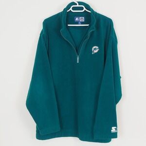 VTG 90's Miami Dolphins Starter Fleece Quarter Zip Men's Sz XL Patch Logo NFL